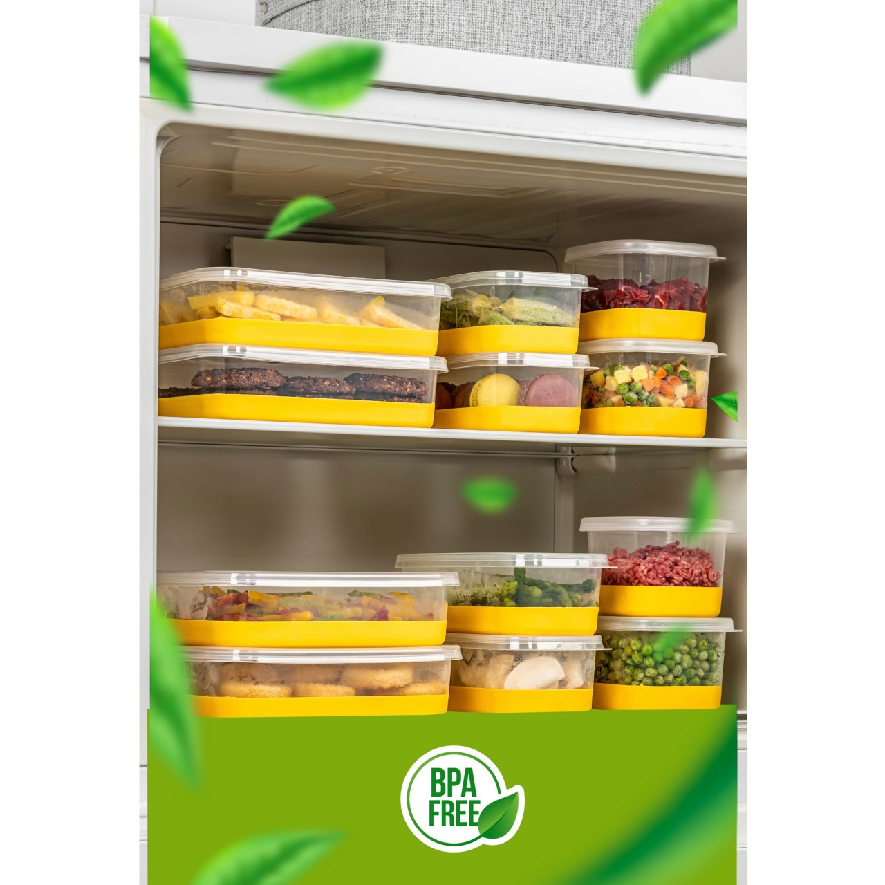 Set Recipiente Alimentare (14 Bucati), Echo leaf, UnicUtil, Culoarea Galben - 1 | YEO