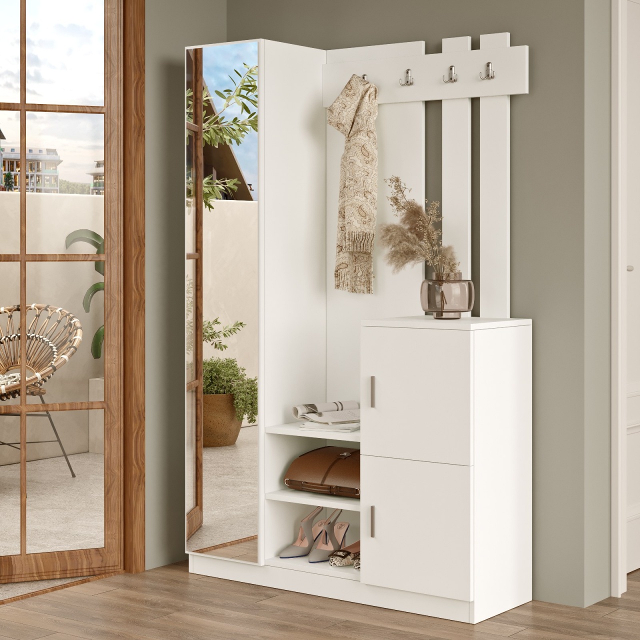 Stand de hol, Dd7 W, UnicUtil, Alb, Lățime: 113,6 cm, Înălțime: 180 cm, Adâncime: 35 cm - view 5