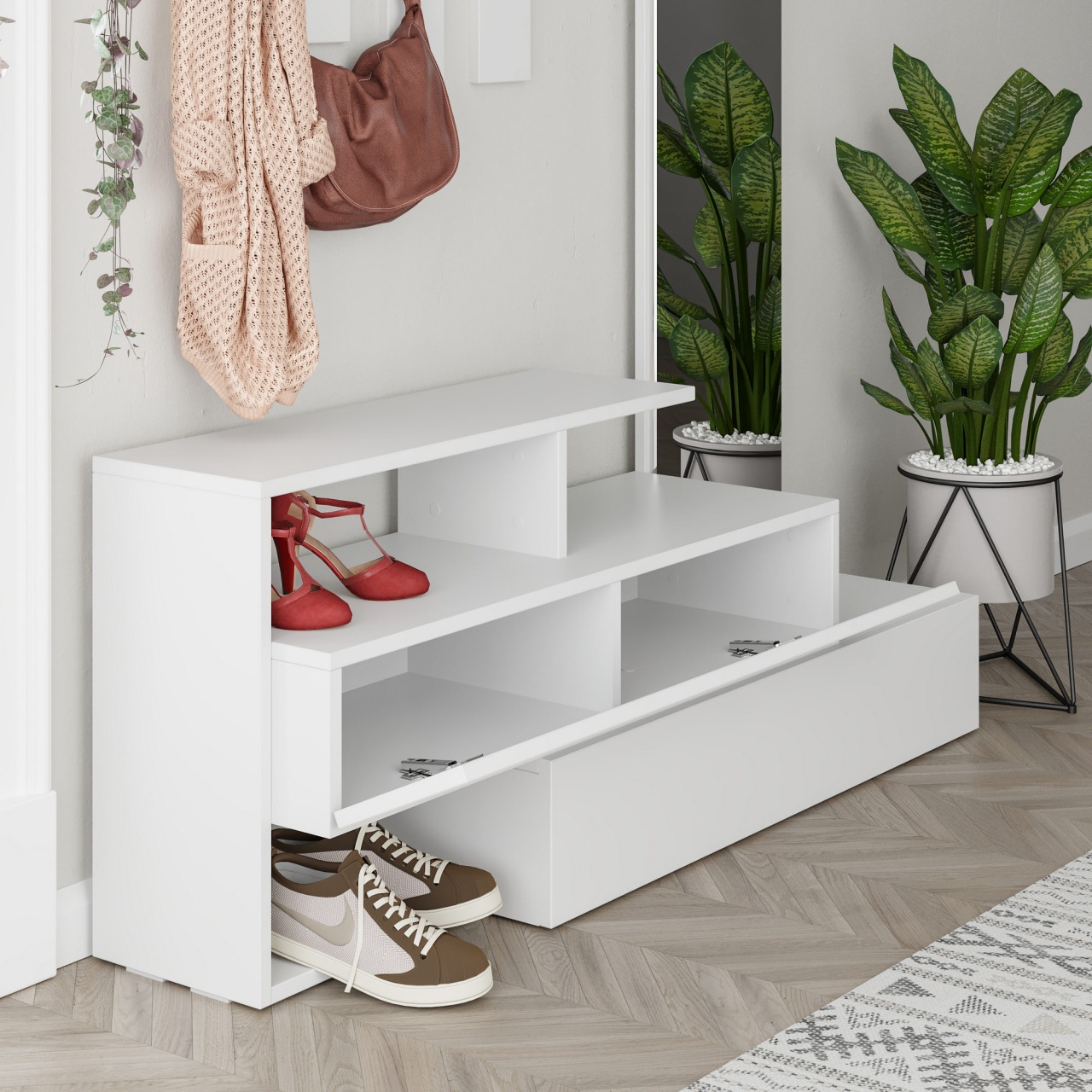 Stand de hol, Ramda White, UnicUtil, Alb, Lățime: 137 cm, Înălțime: 54,5 cm, Adâncime: 35 cm - view 6
