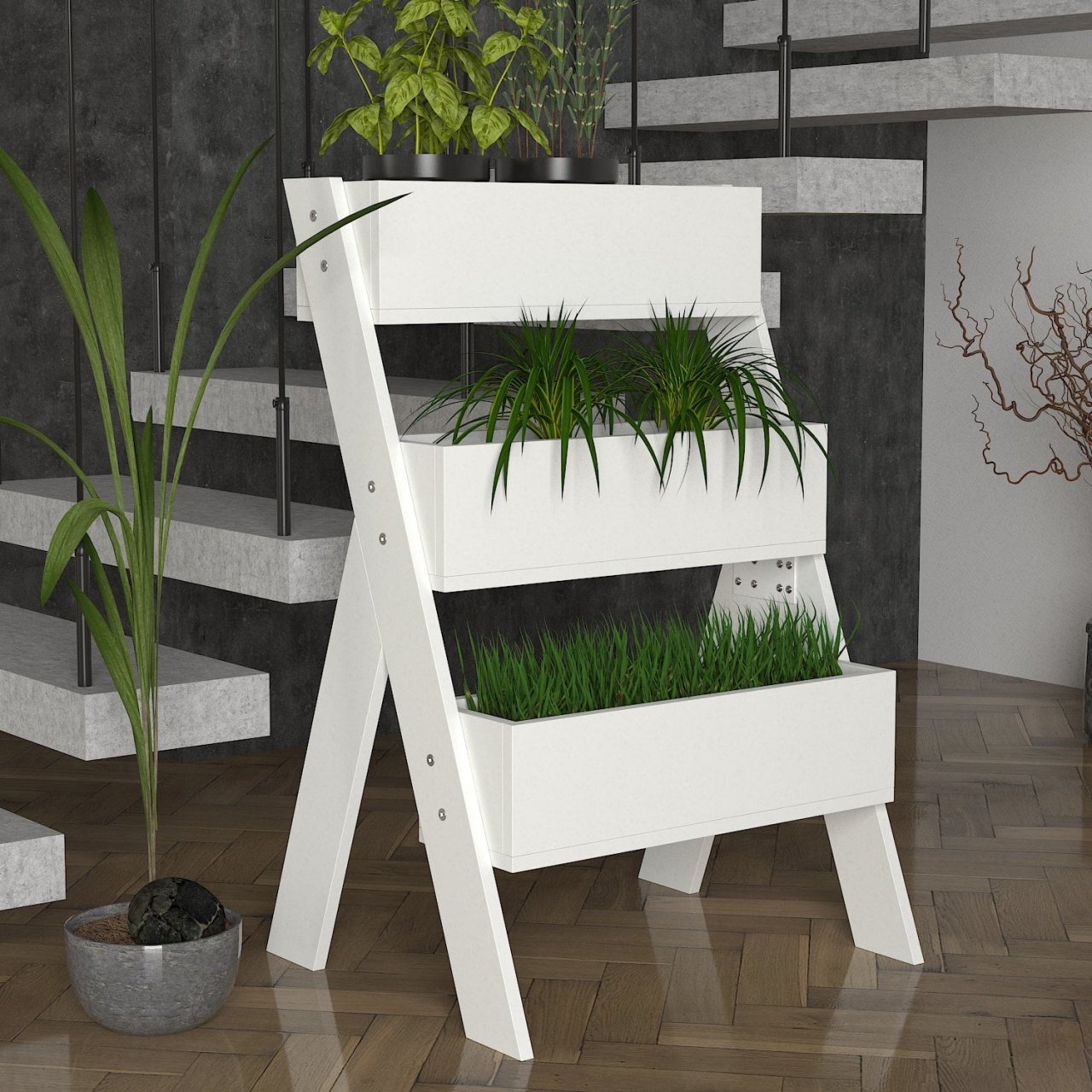 Suport Organizator pentru Plante UnicUtil, 64 x 49 x 98 cm, Alb