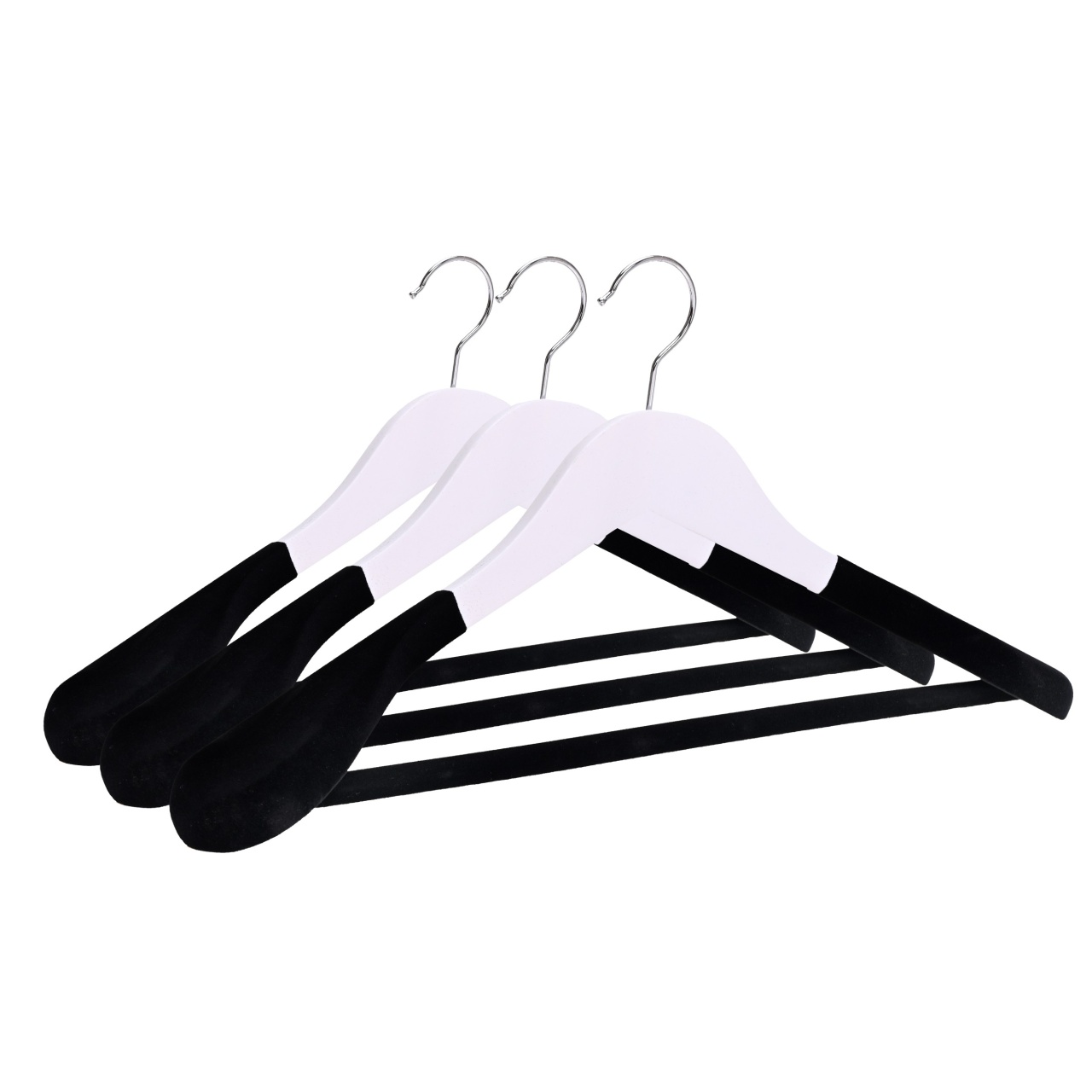 Umeraș anti-alunecare din lemn cu carlig metalic si bara pentru pantaloni, Alb, 1 bucata - imagine 2
