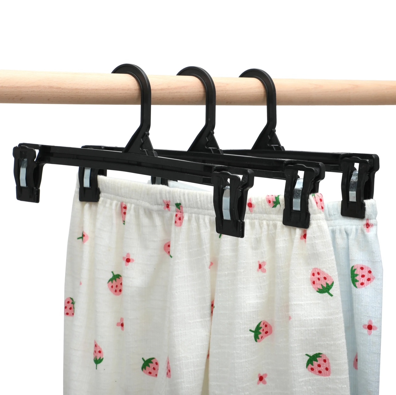 Umeraș din plastic cu clipsuri, pentru fuste/pantaloni, Negru, 1 bucata - imagine 2