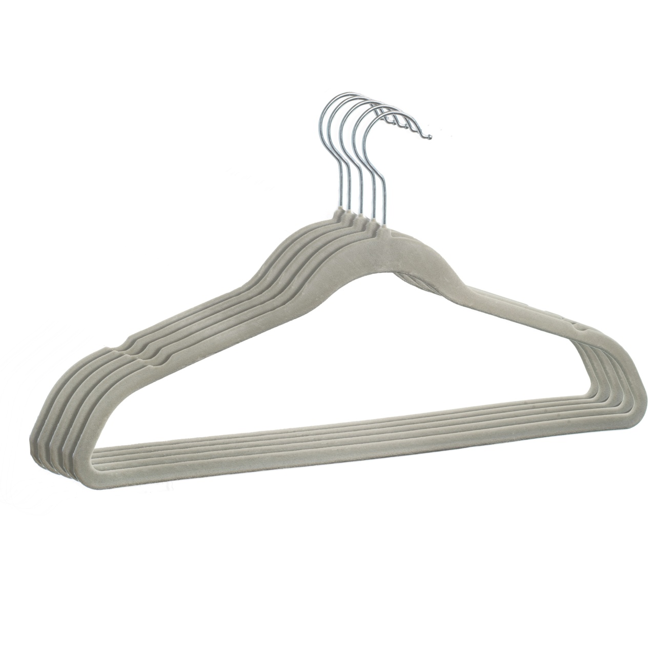 Umeraș din plastic dur acoperit cu catifea, Gri, 1 bucata - imagine 3