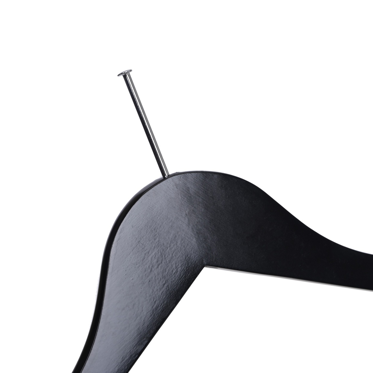 Umeraș Hotel din lemn negru cu cârlig antifurt si bară pentru pantaloni, 1 bucata - imagine 2