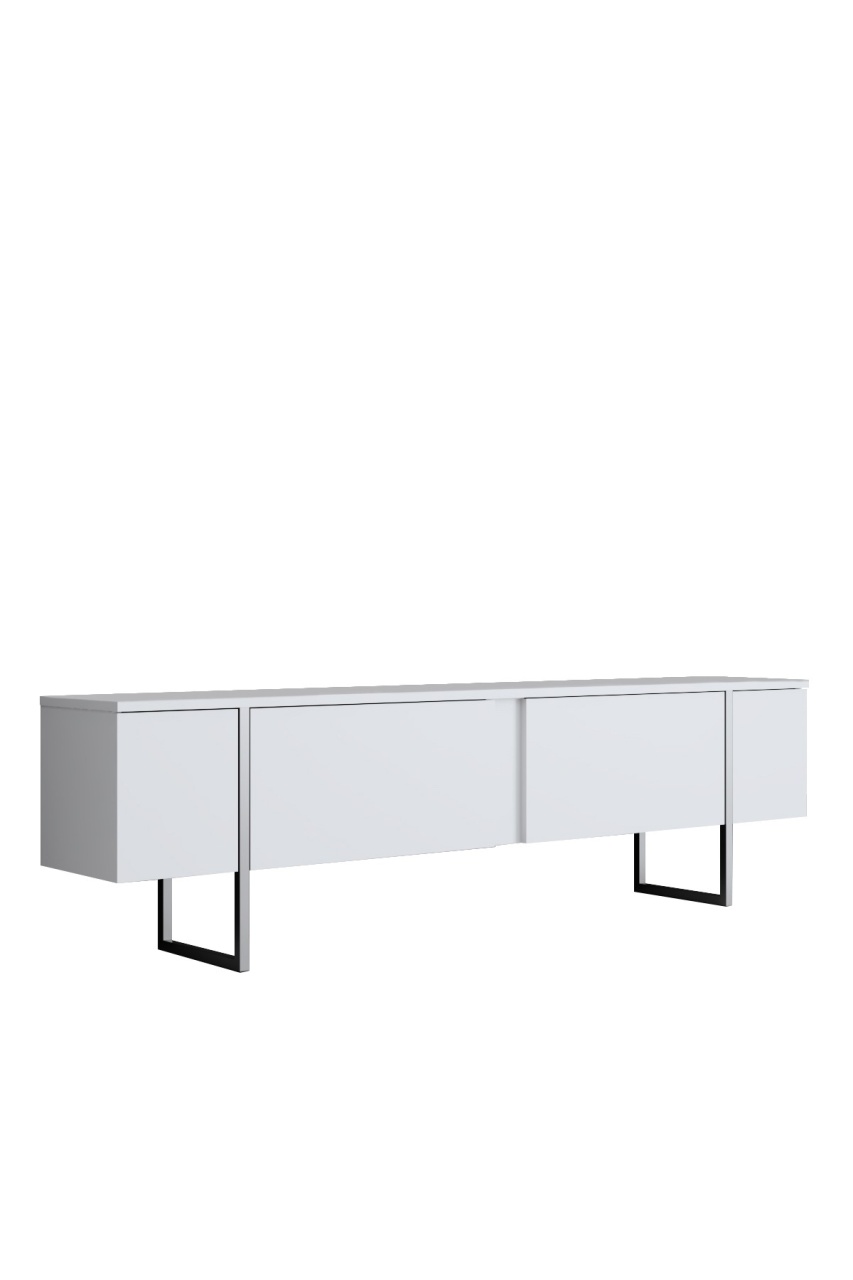 Unitate TV, Luxe White, UnicUtil, Alb-Argintiu, Lățime: 180 cm, Înălțime: 50 cm, Adâncime: 30 cm - imagine 5