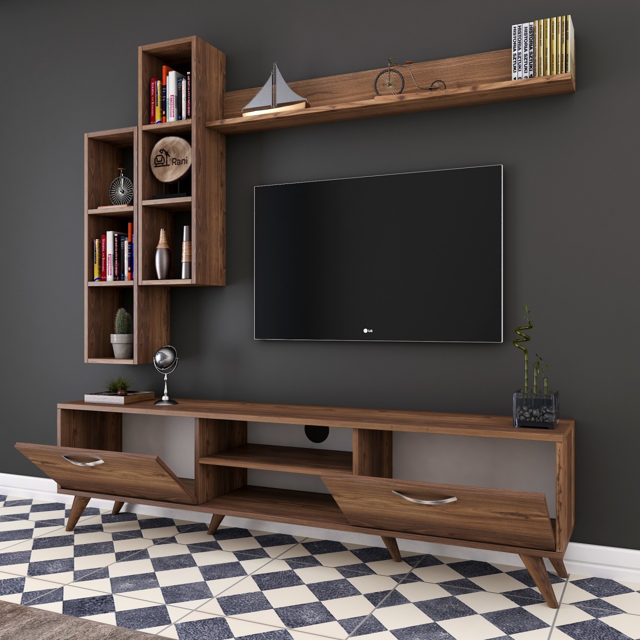 Unitate TV, M16 262, UnicUtil, Nuc, Lățime: 180 cm, Înălțime: 48,6 cm, Adâncime: 35 cm - view 4