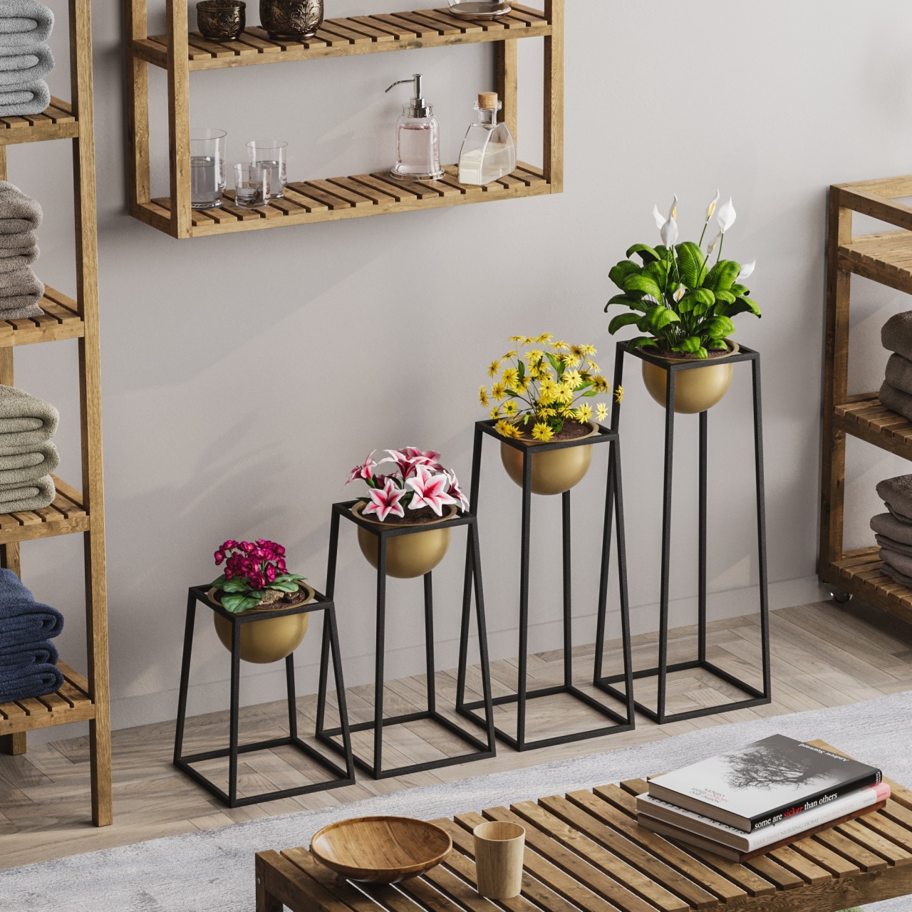 Vas Decorativ, Leaf echo, UnicUtil, Culoarea Negru Auriu