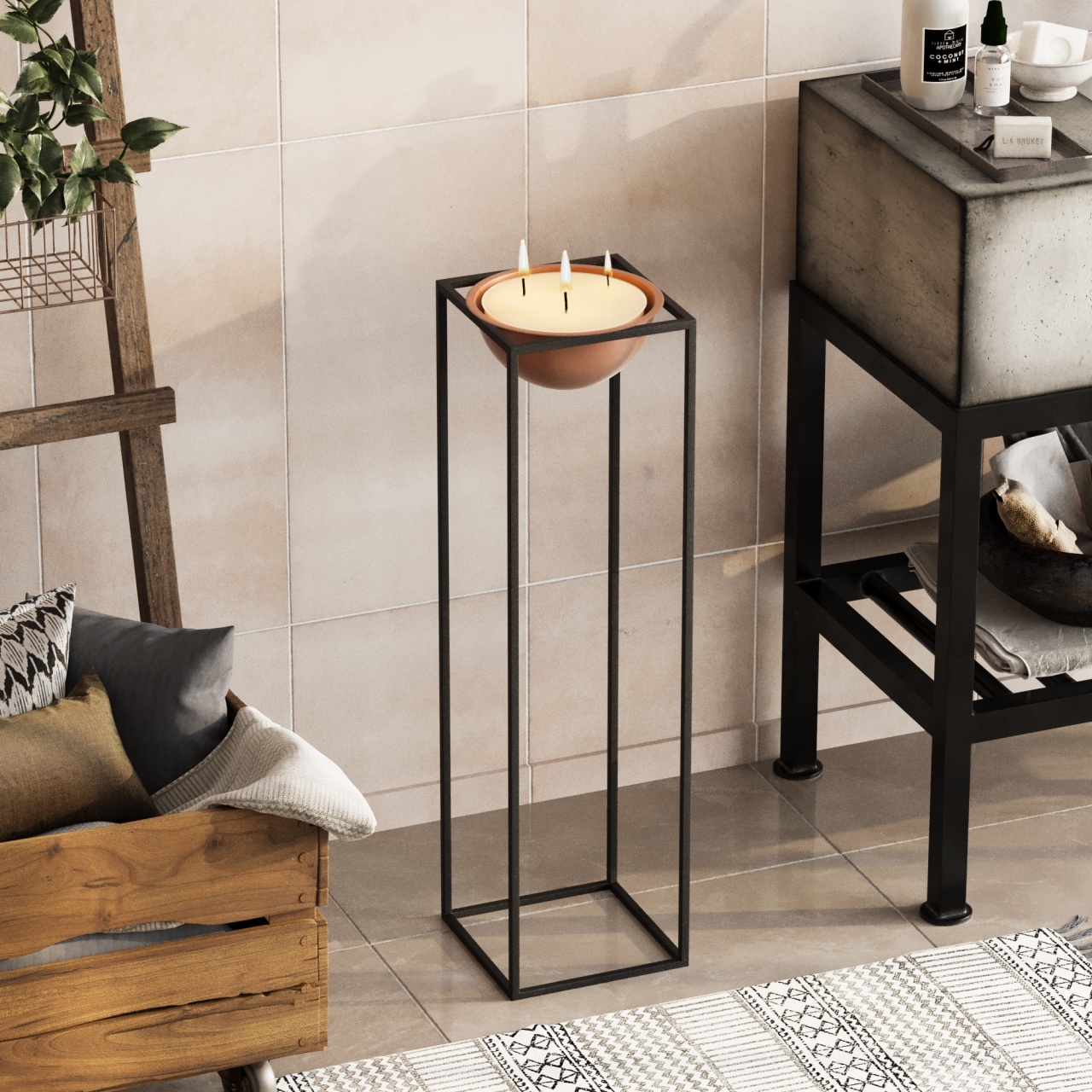 Vas Decorativ, Leaf ridge, UnicUtil, Culoarea Negru Cupru - 2 | YEO