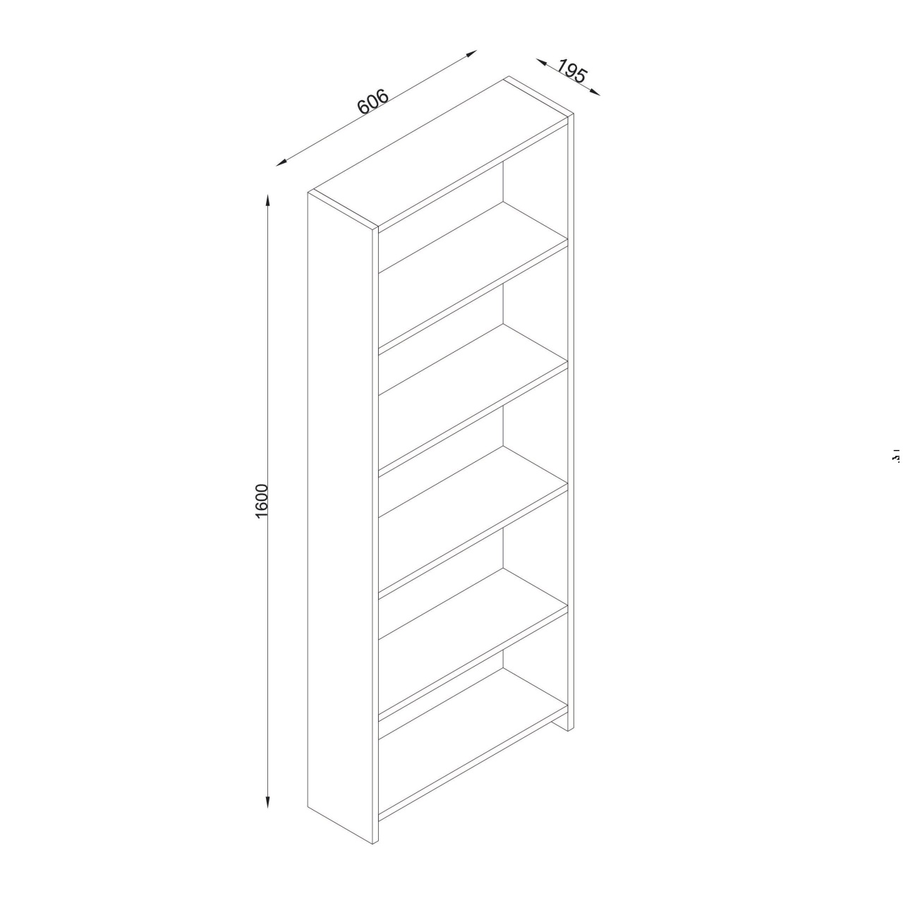 Biblioteca, Slim Vogue, UnicUtil, 60.6 x 19.5 x 160 cm, Alb - imagine 8