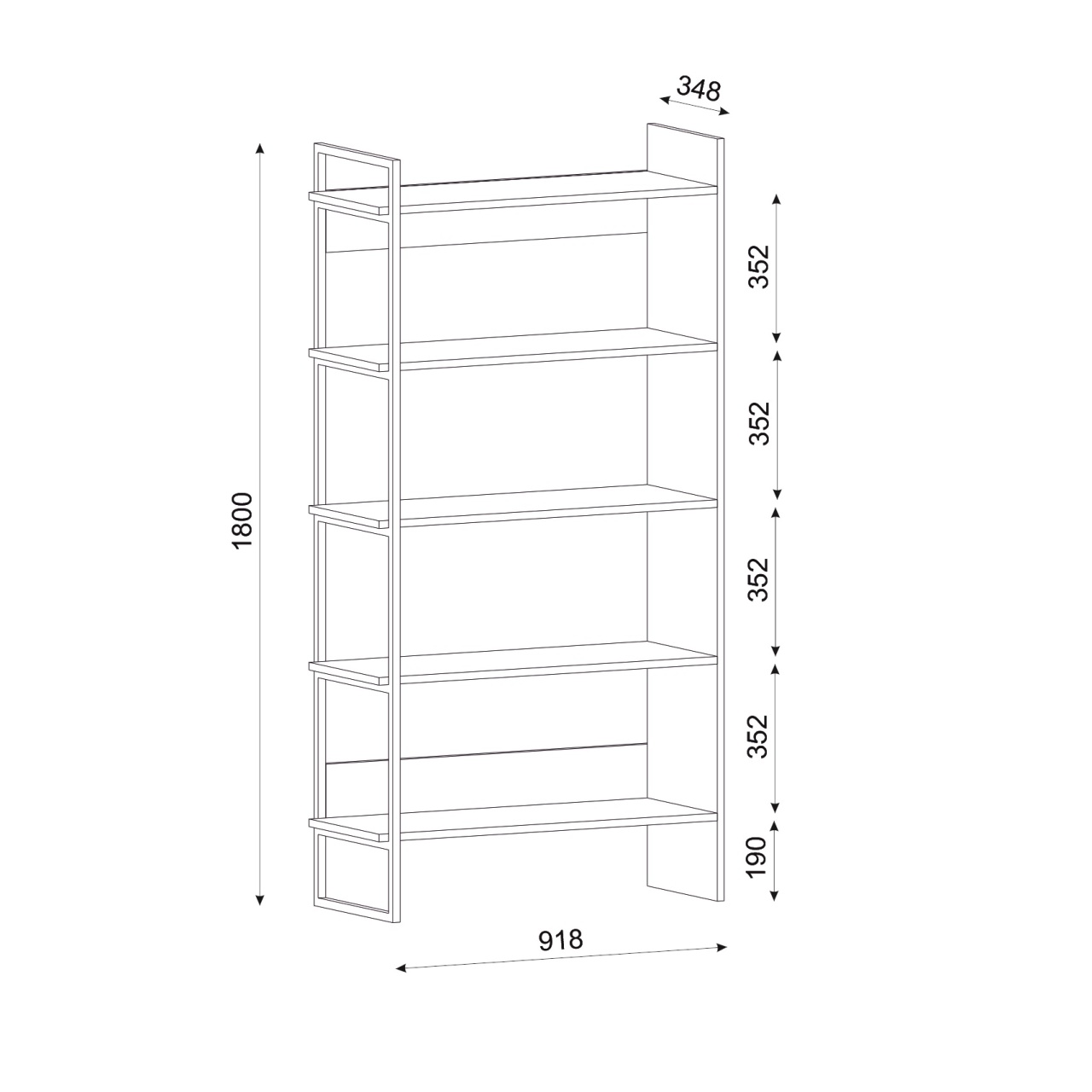 Biblioteca, Urban Edge, UnicUtil, 91.8 x 34.8 x 180 cm, Maro - imagine 6