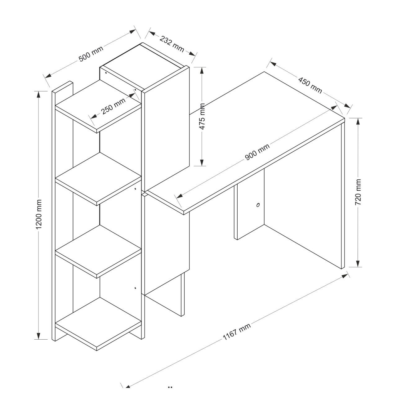 Birou, Elegant Space, UnicUtil, 116.7 x 45 x 120 cm, Alb si Maro - imagine 2