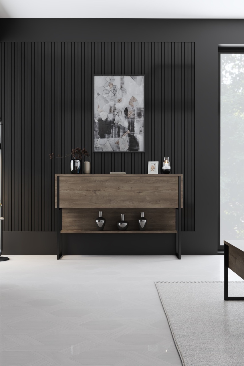 Comodă, Luxe Black, UnicUtil, Negru-Nuc, Lățime: 120 cm, Înălțime: 80 cm, Adâncime: 30 cm - view 3