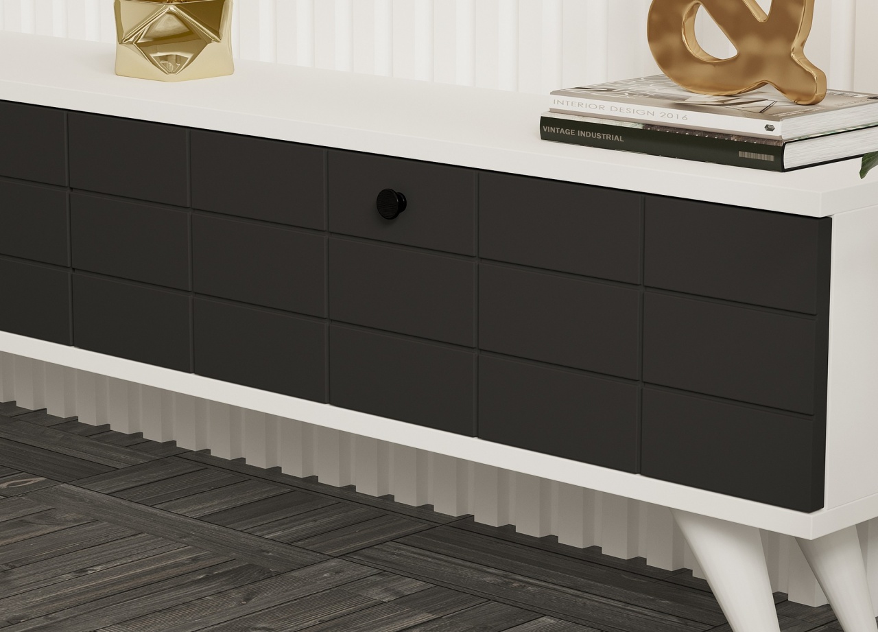 Comoda TV, Alberi Anthracite, UnicUtil, Antracit-Alb, Lățime: 160 cm, Înălțime: 35 cm, Adâncime: 25 cm - imagine 7