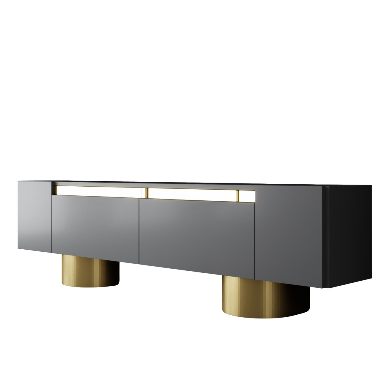 Comoda TV, Bohem Anthracite, UnicUtil, Antracit-Auriu, Lățime: 180 cm, Înălțime: 50 cm, Adâncime: 30 cm - imagine 6