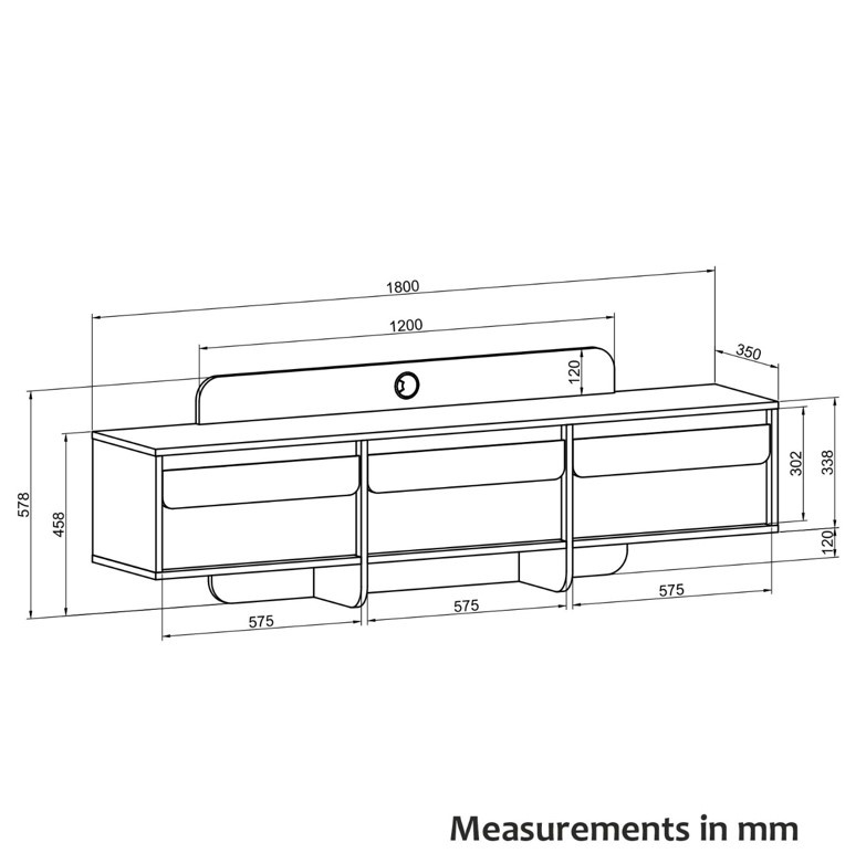Comodă Tv Contemporary Line, 180 x 35 x 49, Antracit-Natur, UnicUtil - imagine 9