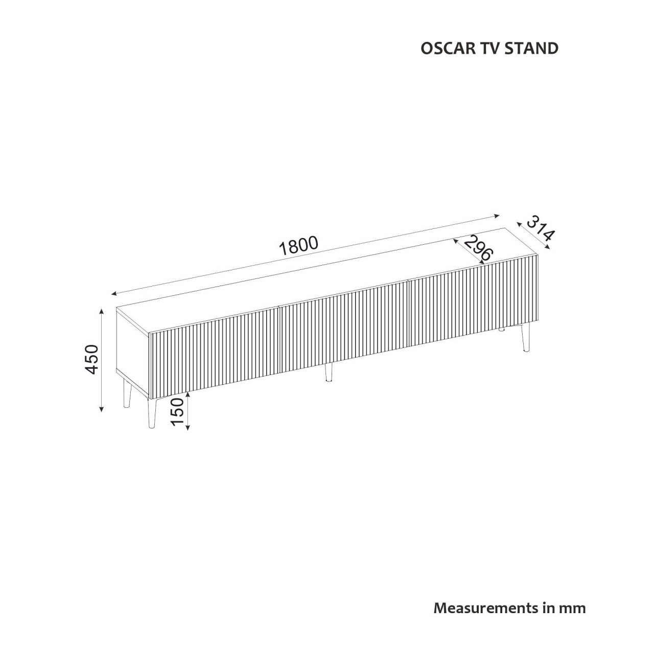 Comoda TV, Oscar Anthracite, UnicUtil, Antracit, Lățime: 180 cm, Înălțime: 45 cm, Adâncime: 31,4 cm - view 8