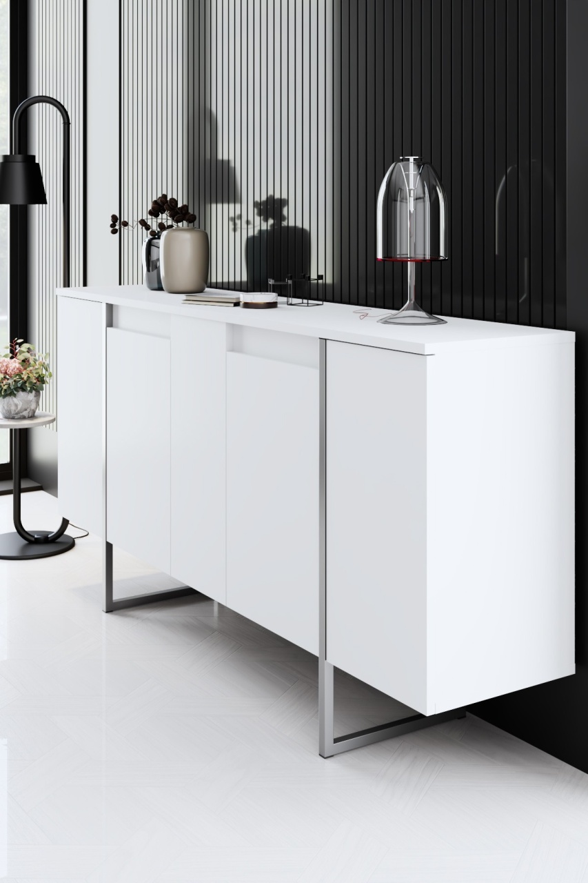 Consolă, Luxe White, UnicUtil, Alb-Argintiu, Lățime: 160 cm, Adâncime: 35 cm, Înălțime: 80 cm, 618BLY1302 - view 3
