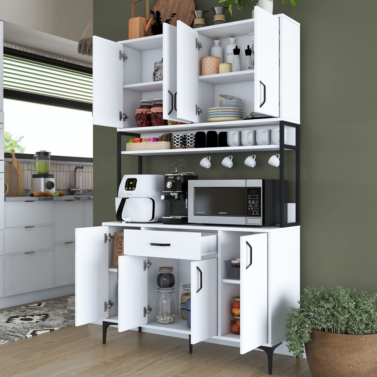 Dulap multifuncțional, Je127 2984, UnicUtil, Alb, Lățime: 120 cm, Înălțime: 198,6 cm, Adâncime: 40 cm - view 8