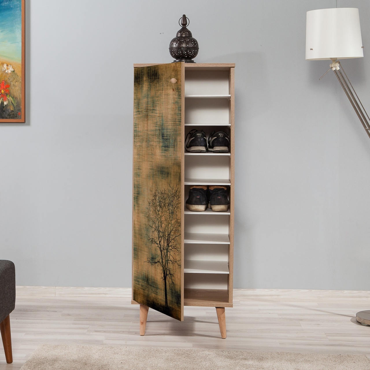 Dulap pentru pantofi, Filinta 729, UnicUtil, Stejarul Sonoma, Lățime: 50 cm, Înălțime: 135 cm, Adâncime: 38 cm - view 3