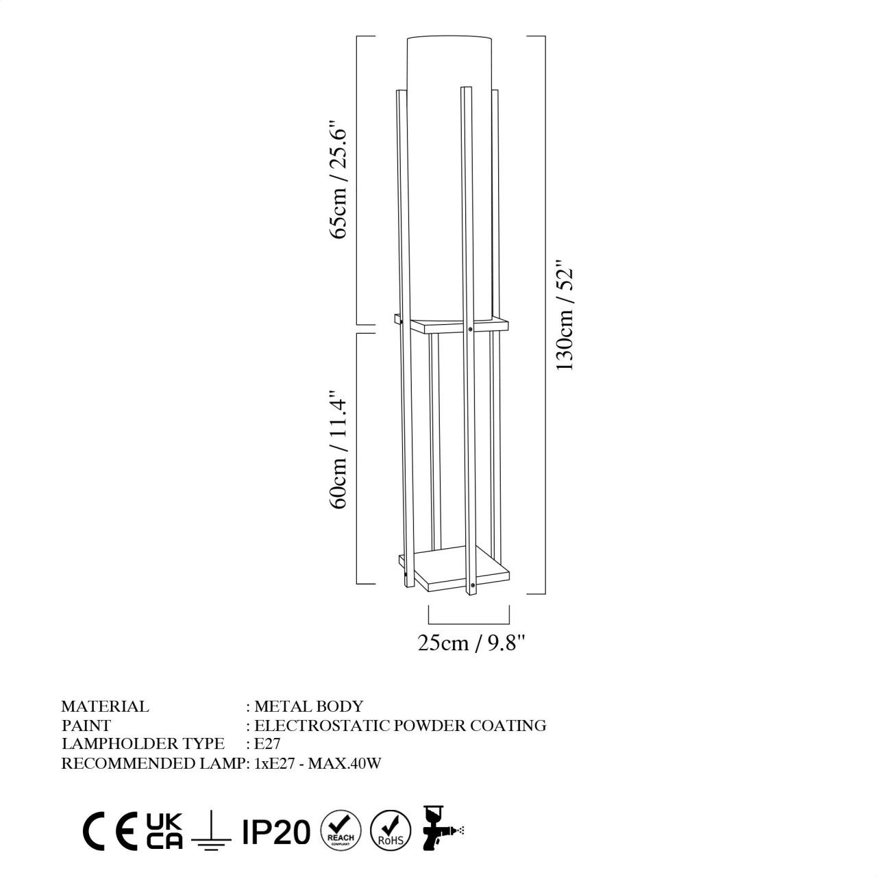 Lampadar, Ridge leaf, UnicUtil, Culoarea Negru - 4 | YEO