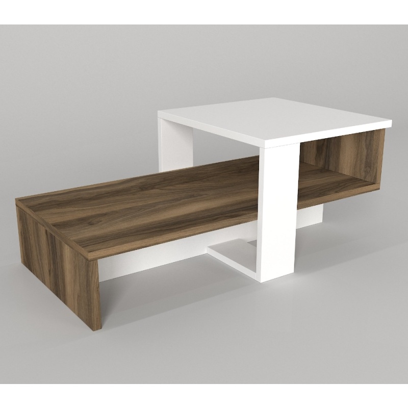 Masa de Cafea, Chain UnicUtil, 80 x 43.6 x 32.6 cm, Ideala Pentru Living Modern, Dormitor sau Hol, PAL, Culoare Alb si Maro - imagine 7