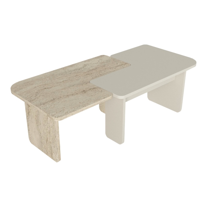 Masă de cafea, Sevilla Sandstone Traverten, UnicUtil, Bej-Travertin - imagine 5