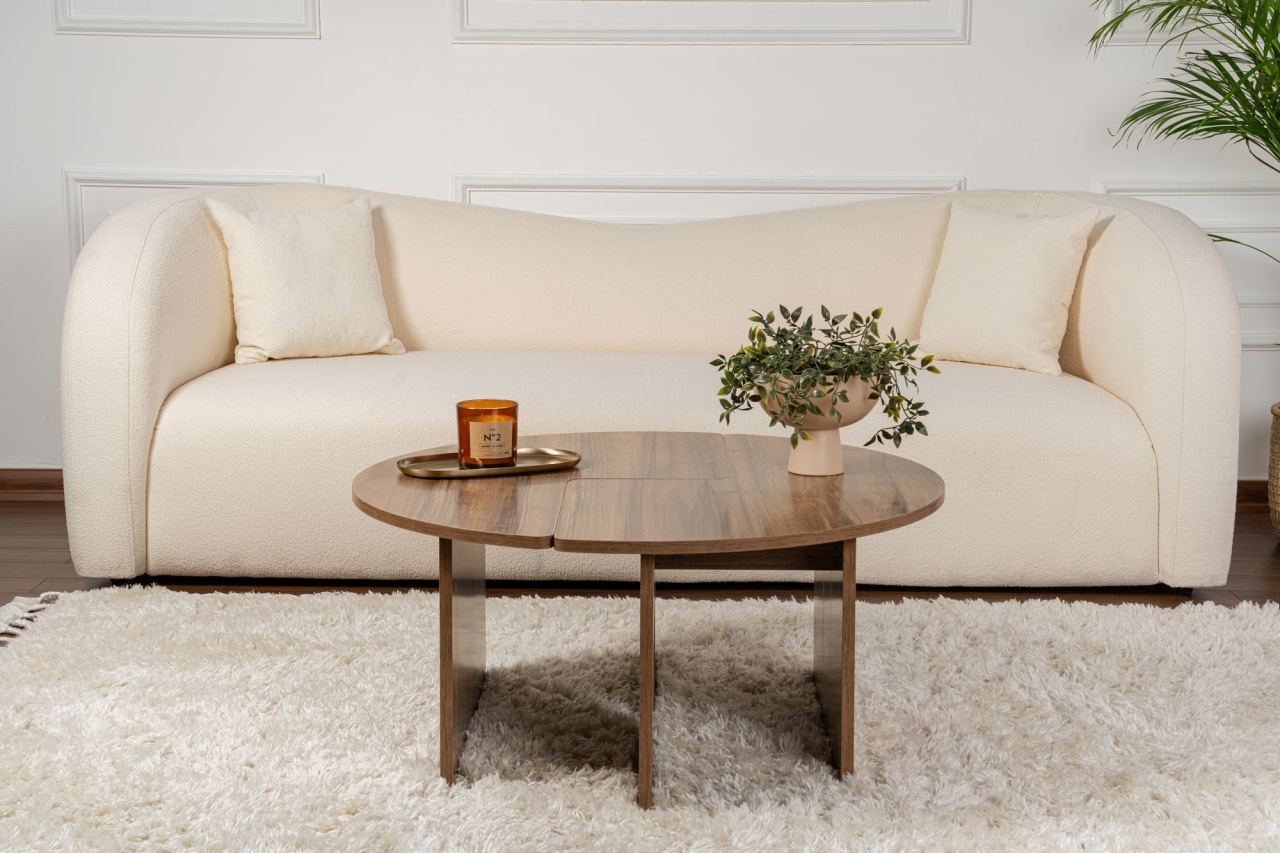 Măsuţă de cafea, Moira Walnut, UnicUtil, Nuc, Lățime: 90 cm, Înălțime: 41 cm, PAL 100% MELAMINAT - view 2