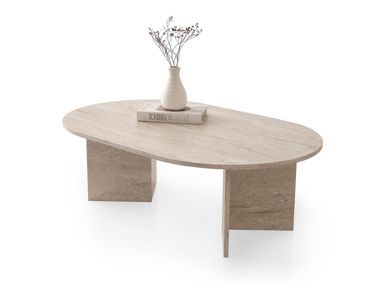 Măsuţă de cafea, Oscar 9544, UnicUtil, Travertin, Lățime: 128 cm, Înălțime: 42 cm, Adâncime: 80 cm - view 4