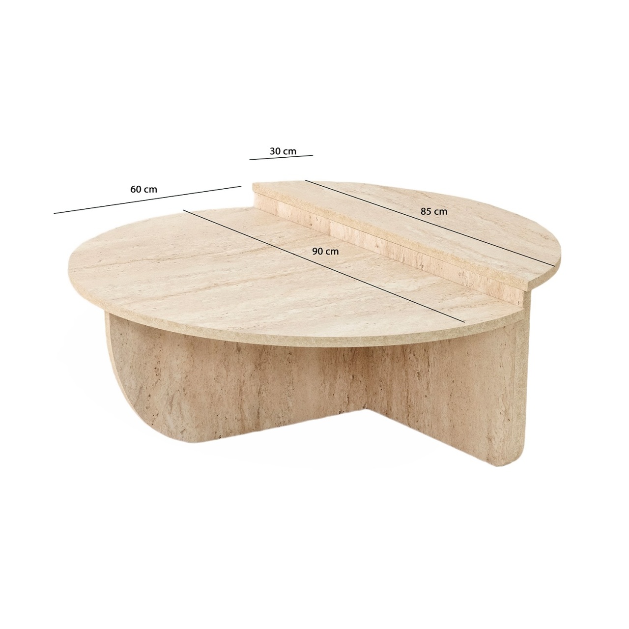 Măsuţă de cafea, Podium Design, UnicUtil, Travertin, Diametru: 90 cm, Înălțime: 35 cm - view 5