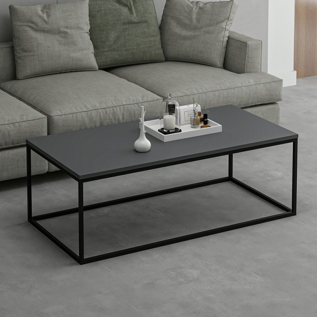 Măsuţă de cafea, Tiger Anthracite, UnicUtil, Antracit, Lățime: 120 cm, Înălțime: 42 cm, Adâncime: 60 cm - view 5