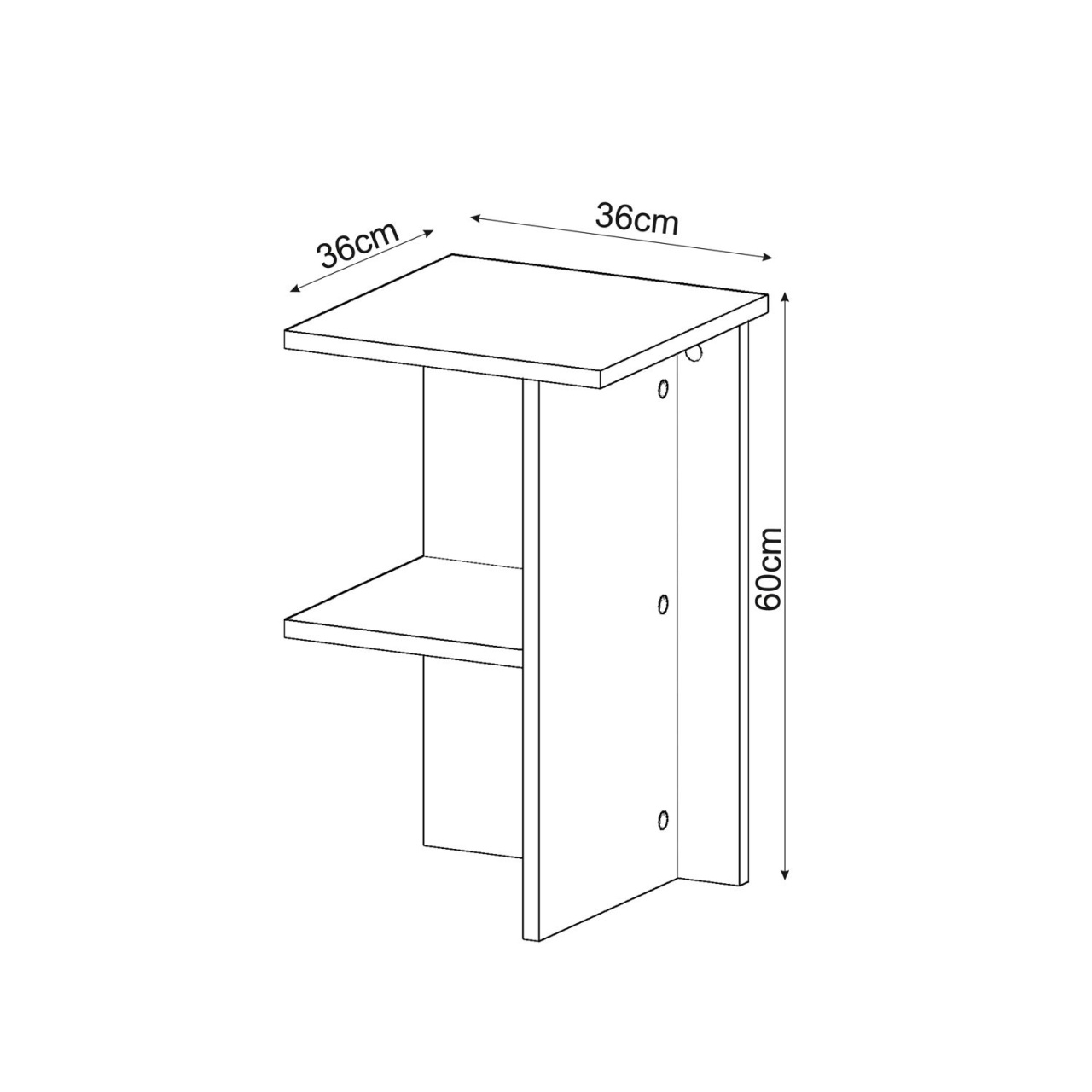 Noptieră, Leray Walnut, UnicUtil, Nuc, Lățime: 36 cm, Înălțime: 60 cm, Adâncime: 36 cm - view 2