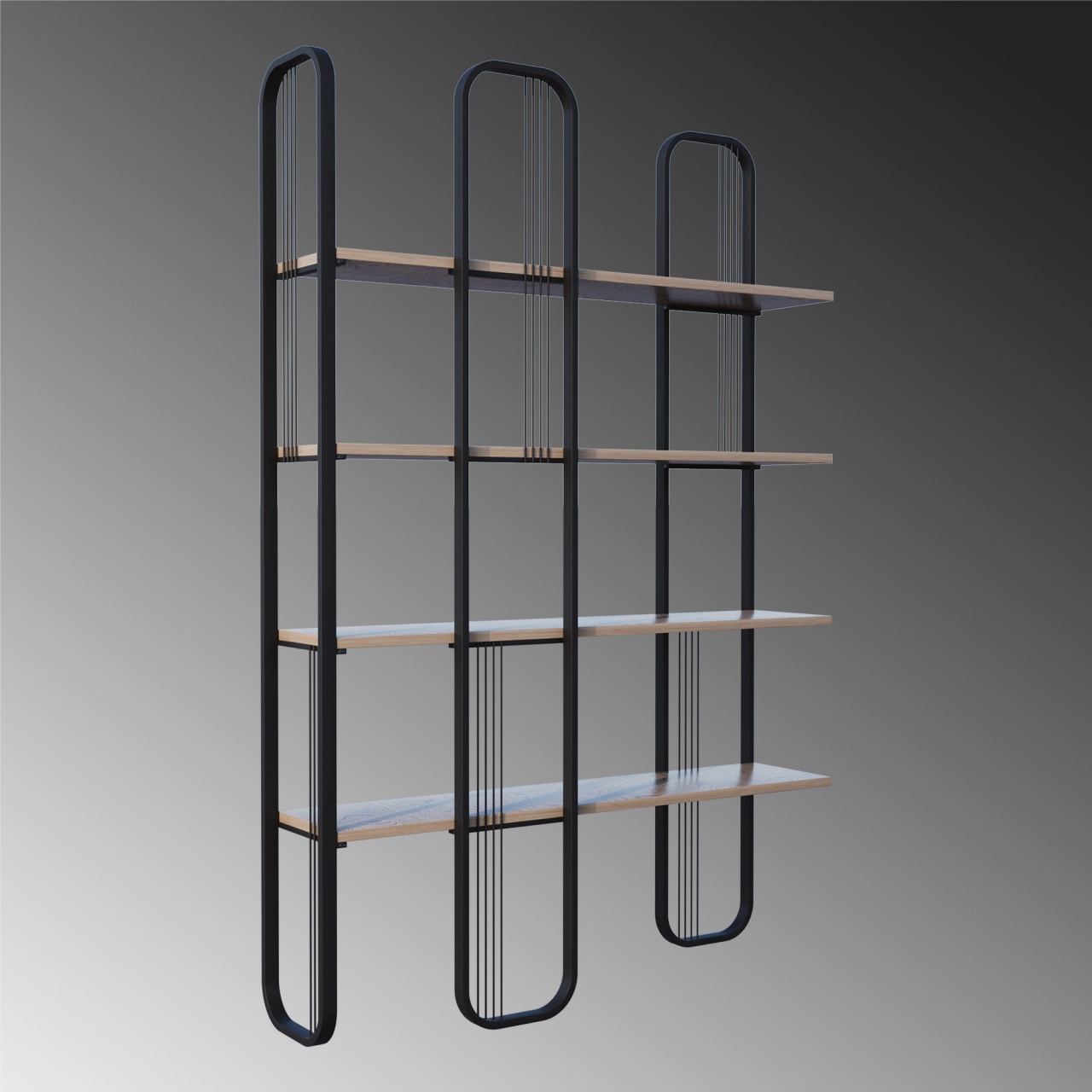 Raft de cărți, Sierra Black, UnicUtil, Negru, Lățime: 124 cm, Înălțime: 182 cm, Adâncime: 26 cm - view 5