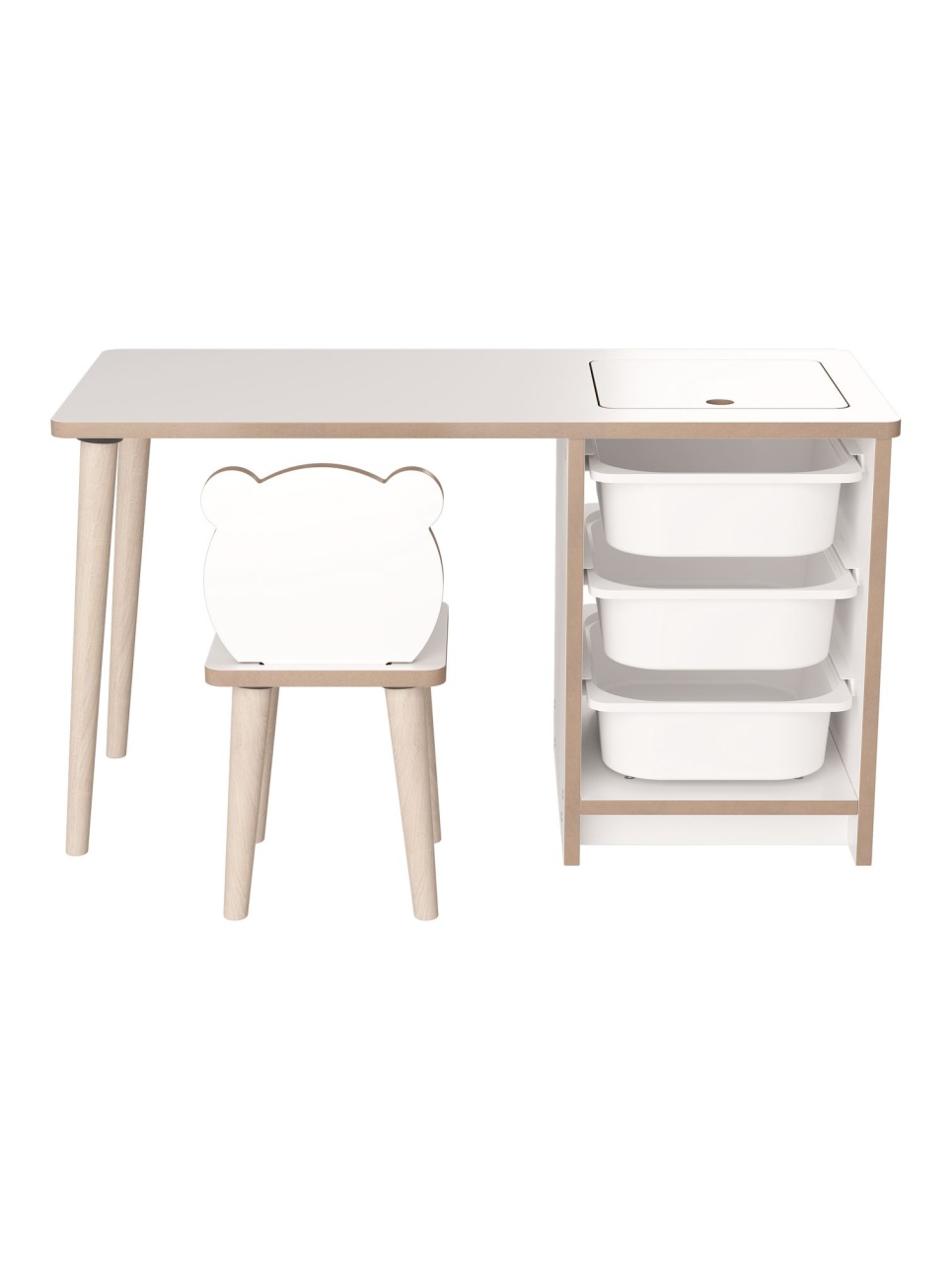 Set de masă pentru copii, Soho White, UnicUtil, Alb, Lățime: 90 cm, Înălțime: 50 cm, Adâncime: 42 cm - view 10