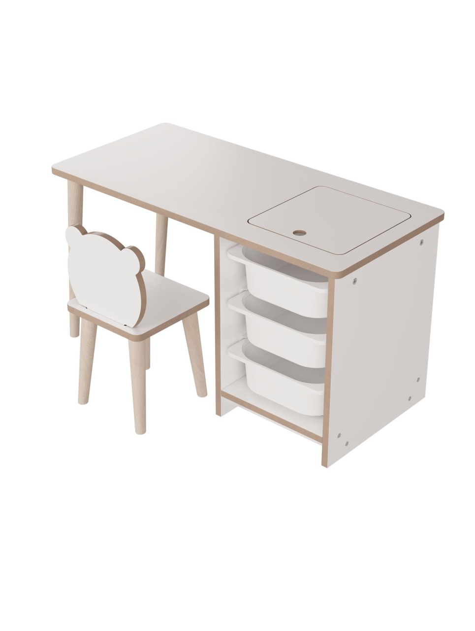 Set de masă pentru copii, Soho White, UnicUtil, Alb, Lățime: 90 cm, Înălțime: 50 cm, Adâncime: 42 cm - view 11