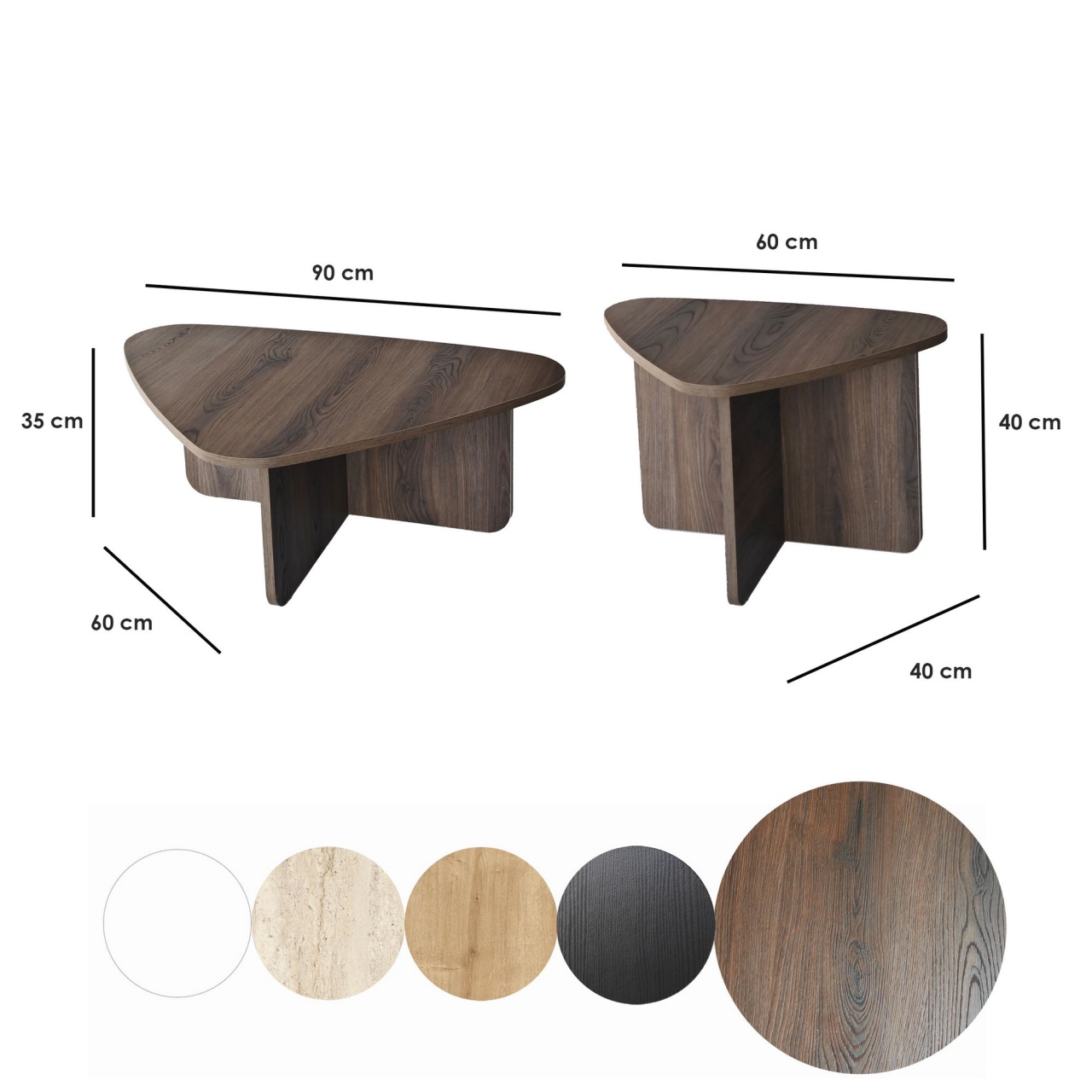 Set de măsuțe de cafea, Ballare Set, UnicUtil, Nuc, Lățime: 90 cm, Înălțime: 35 cm, Adâncime: 60 cm - view 7