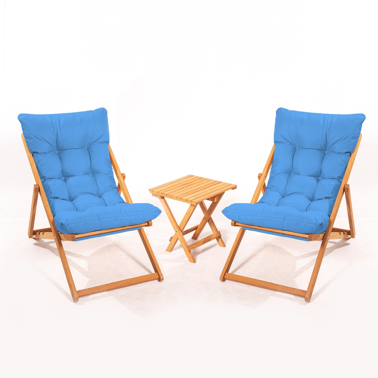 Set Gradina - Masa si Scaune (3 Bucati), Bits cloud, UnicUtil, Culoarea Albastru Natural - 2 | YEO