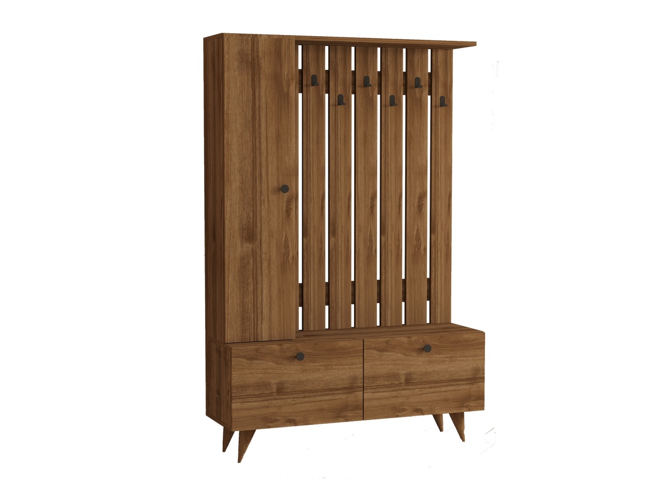Stand de hol, Lala Walnut, UnicUtil, Nuc, Lățime: 112 cm, Înălțime: 170 cm, Adâncime: 35 cm - imagine 5