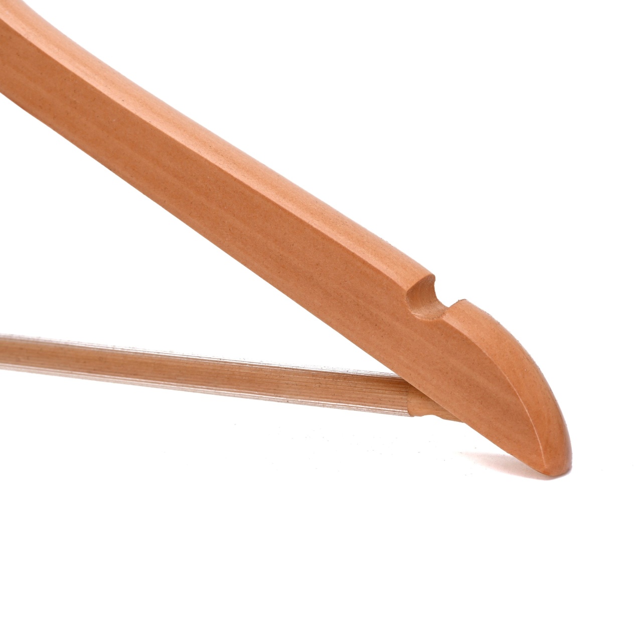 Umeraș de lux din lemn masiv cu cârlig rotativ, grosime 2 cm, ultra-rezistent, Natur, 1 bucata - imagine 5