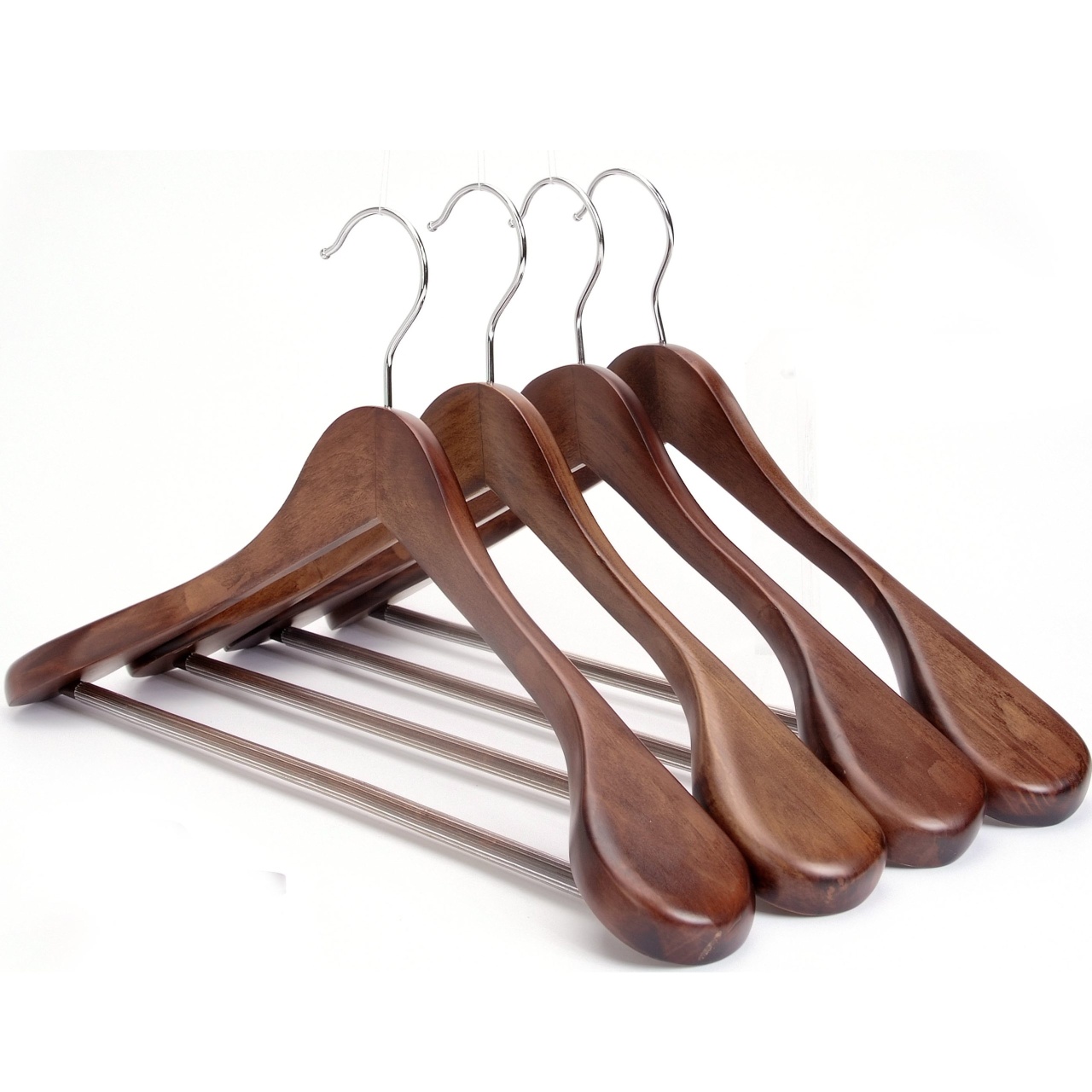 Umeraș din lemn cu umeri lați și design modern, pentru Costum/Tricouri, Vintage, 1 bucata - imagine 4