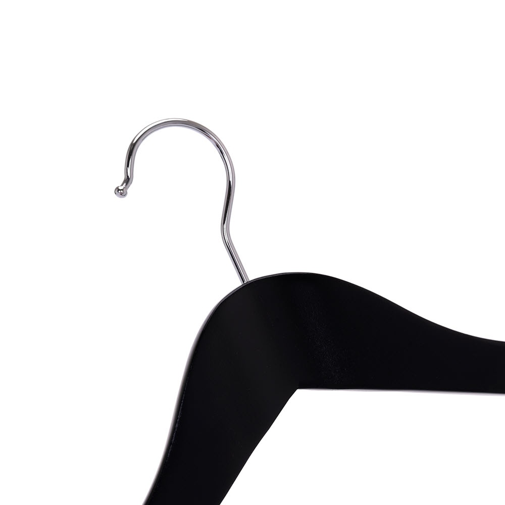 Umeraș din lemn cu umeri lați și design modern, pentru Costum/Tricouri, Negru, 1 bucata - imagine 4