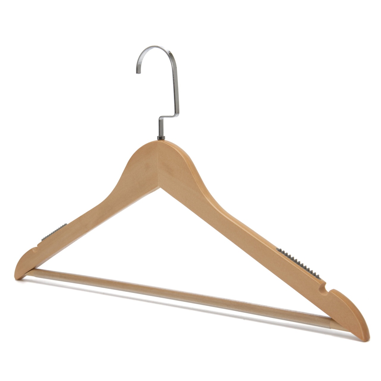 Umeraș din lemn natur cu striații antialunecare si bară pentru pantaloni, Natur, 1 bucata - imagine 4