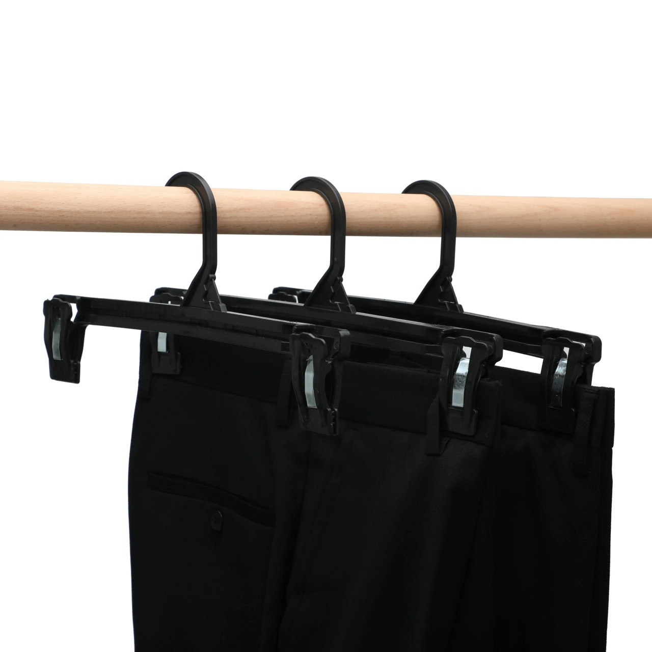 Umeraș din plastic cu clipsuri, pentru fuste/pantaloni, Negru, 1 bucata - imagine 5