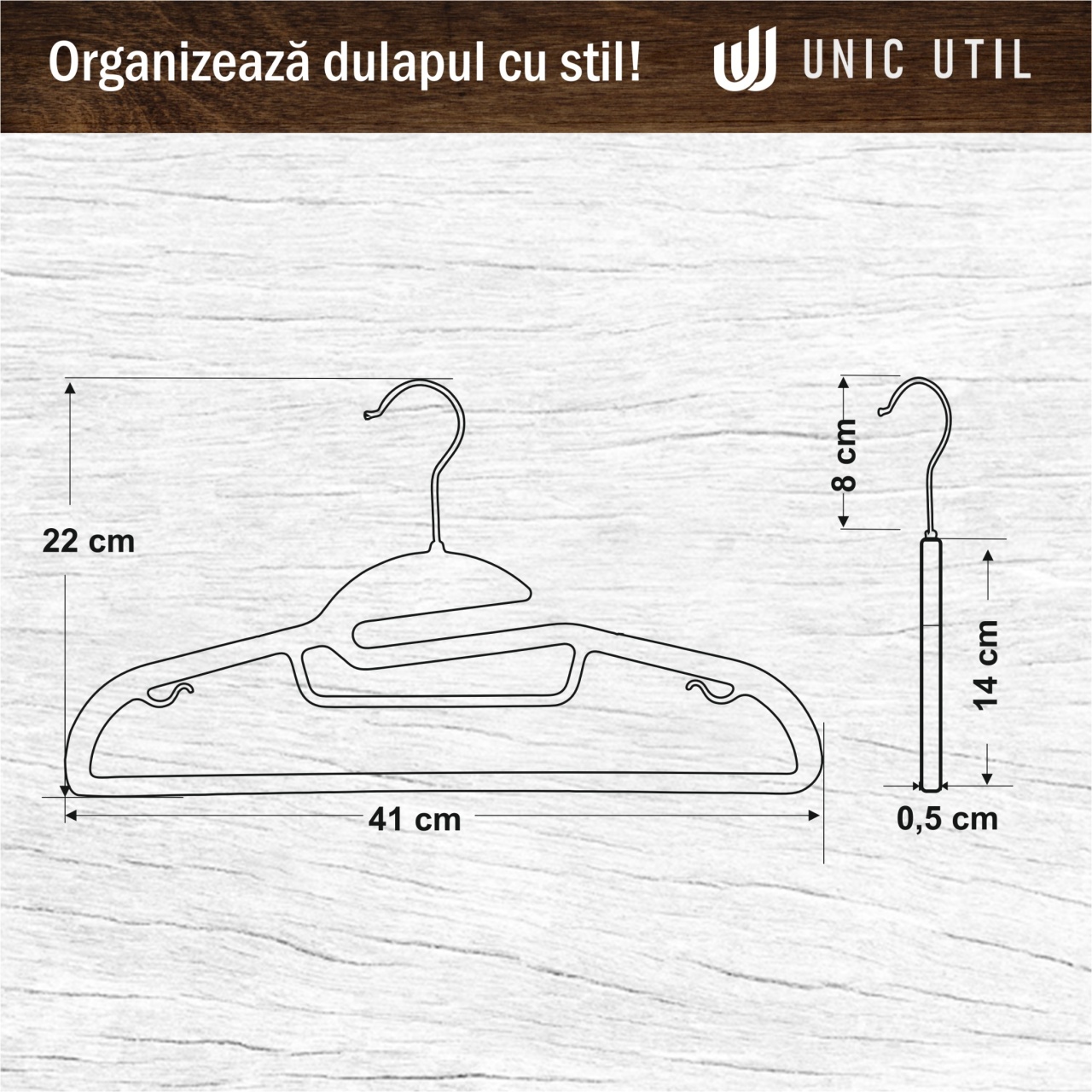 Umeraș din plastic cu margini antialunecare, Gri, 1 bucata - imagine 7