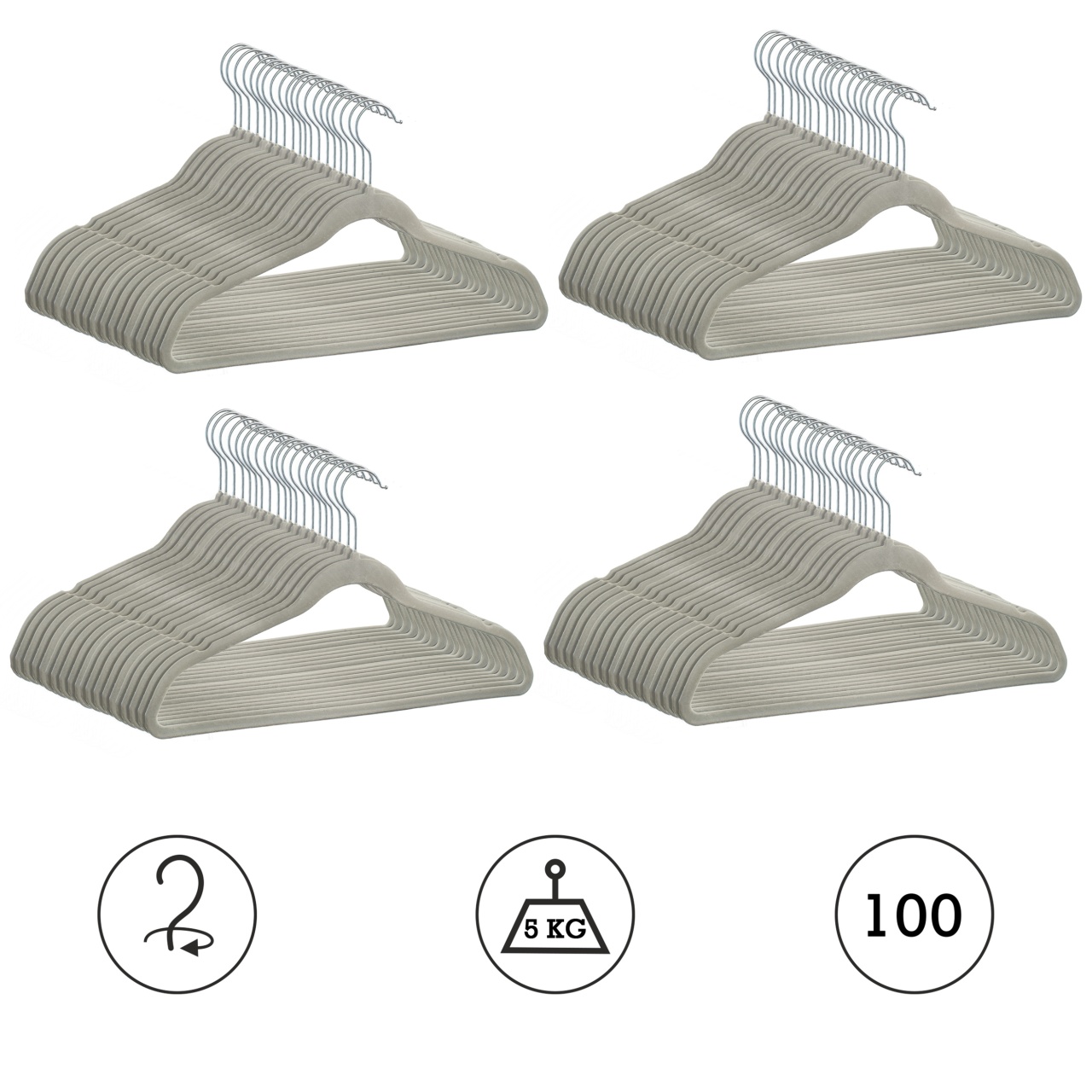 Umeraș din plastic dur acoperit cu catifea, Gri, 1 bucata - imagine 7