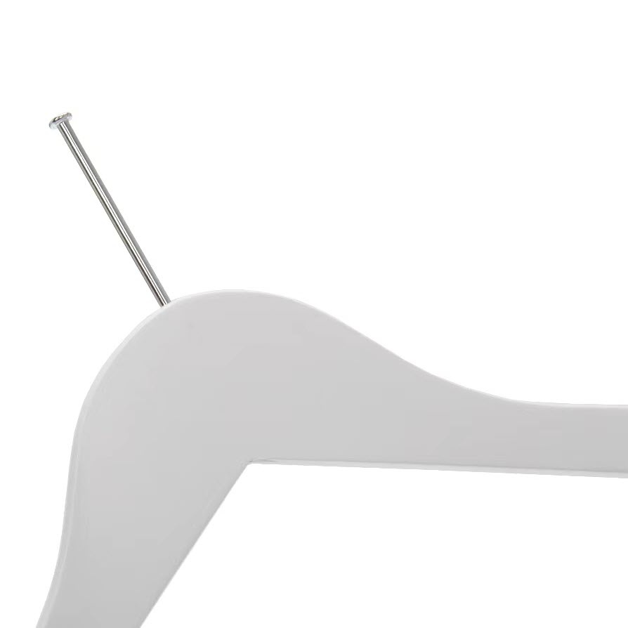 Umeraș Hotel din lemn cu cârlig antifurt și clipsuri metalice, Alb, 1 bucata - imagine 9