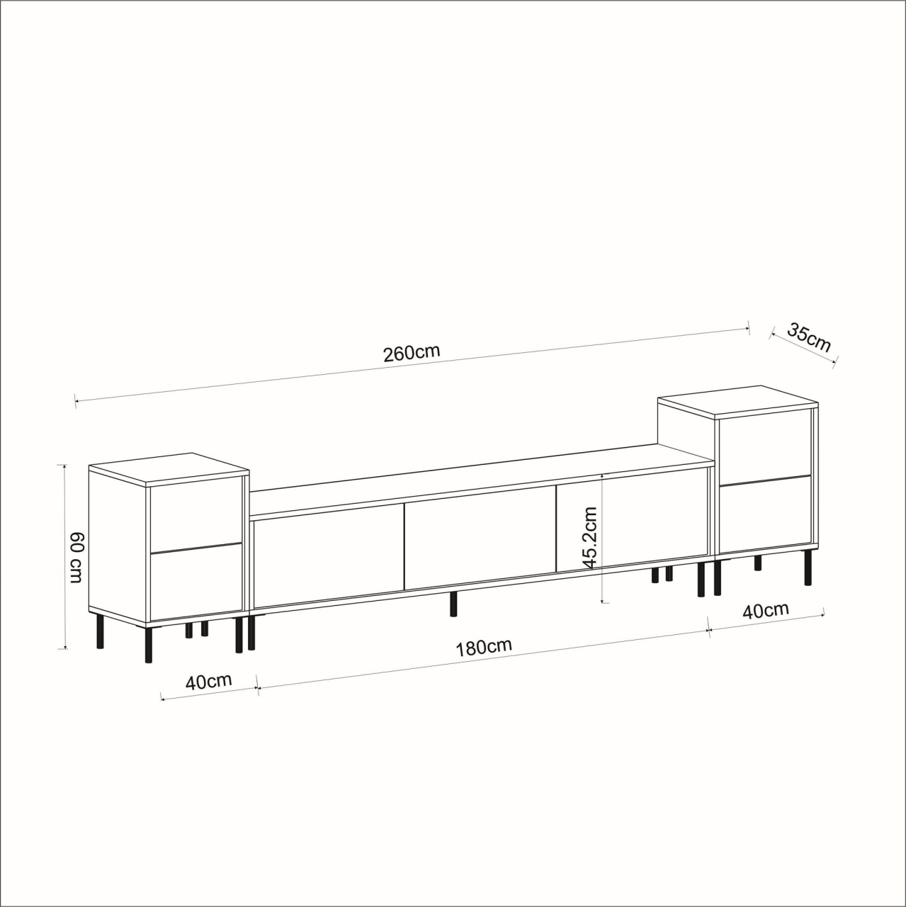 Unitate TV, Imaj Marble, UnicUtil, Marmură albă-Auriu, Lățime: 180 cm, Înălțime: 45,2 cm, Adâncime: 35 cm - view 6