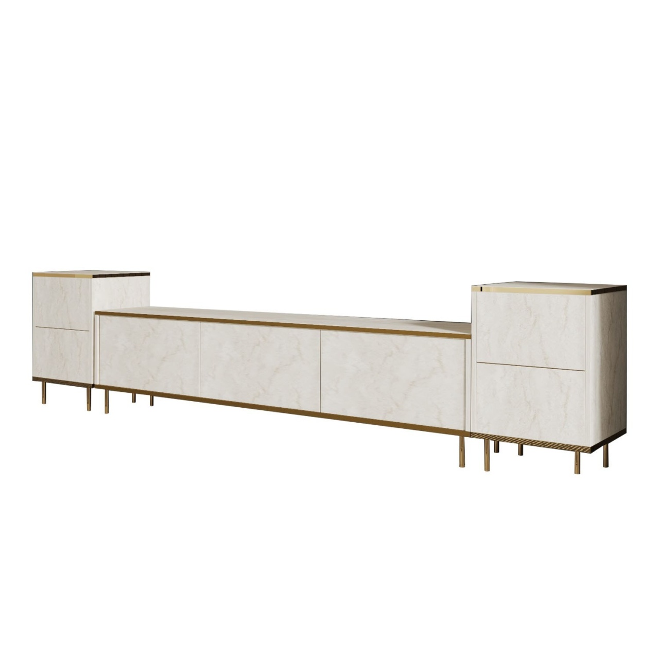 Unitate TV, Imaj Travertine, UnicUtil, Travertin-Auriu, Lățime: 180 cm, Înălțime: 45,2 cm, Adâncime: 35 cm - view 5