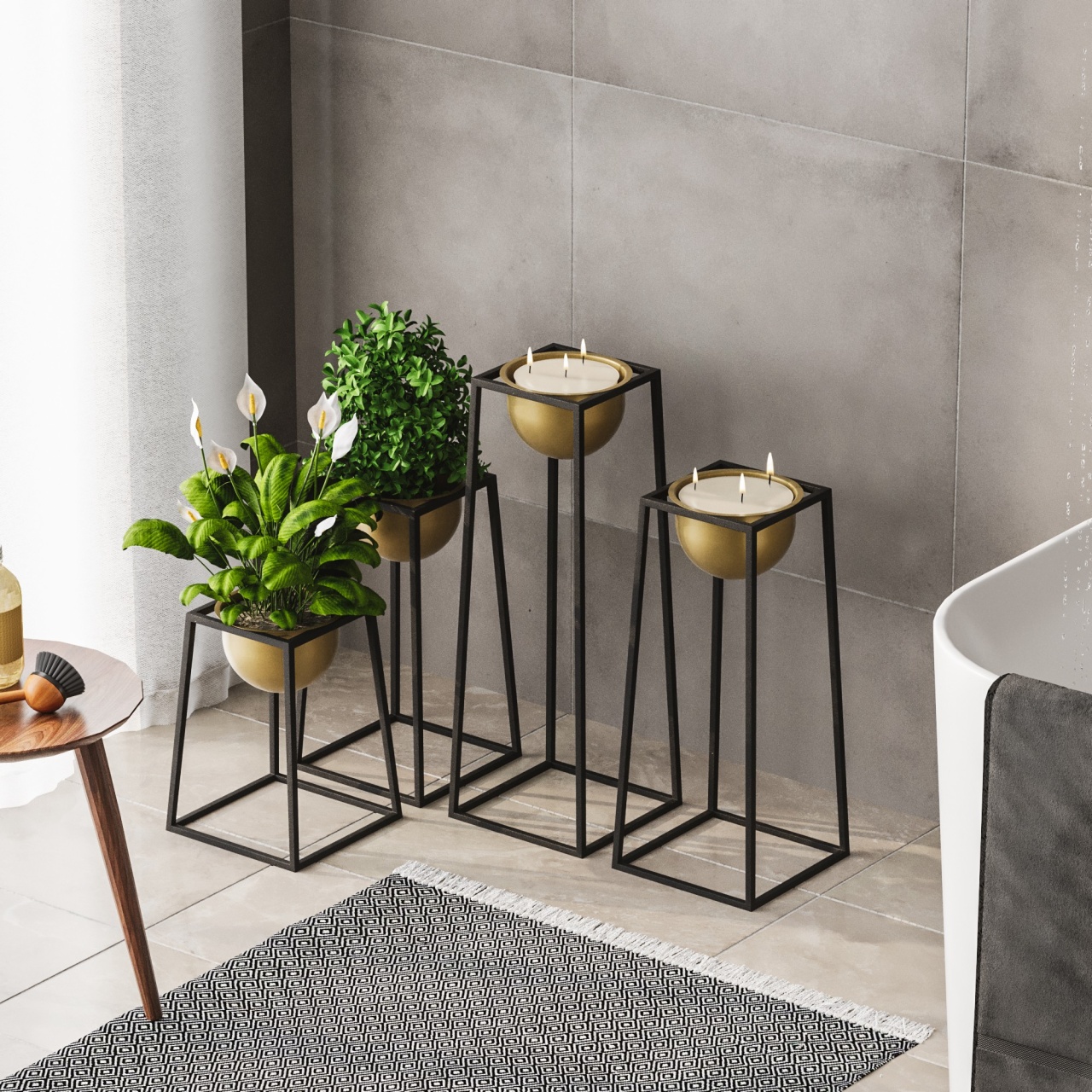 Vas Decorativ, Leaf echo, UnicUtil, Culoarea Negru Auriu - 2 | YEO