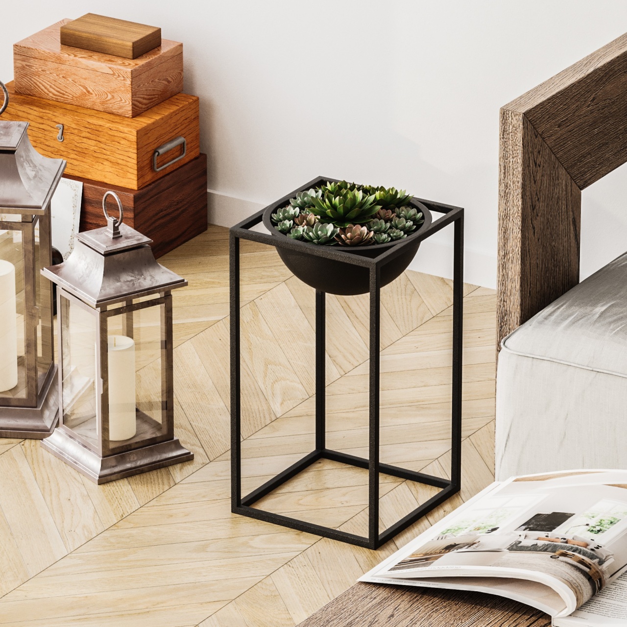 Vas Decorativ, Mist leaf, UnicUtil, Culoarea Negru - 1 | YEO