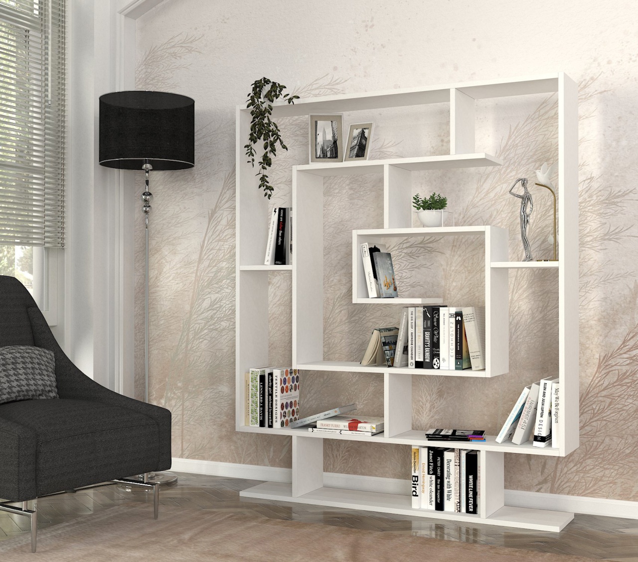 Biblioteca, Geo Labyrinth, UnicUtil, 124.8 x 22 x 149.4 cm, Alb - imagine 2